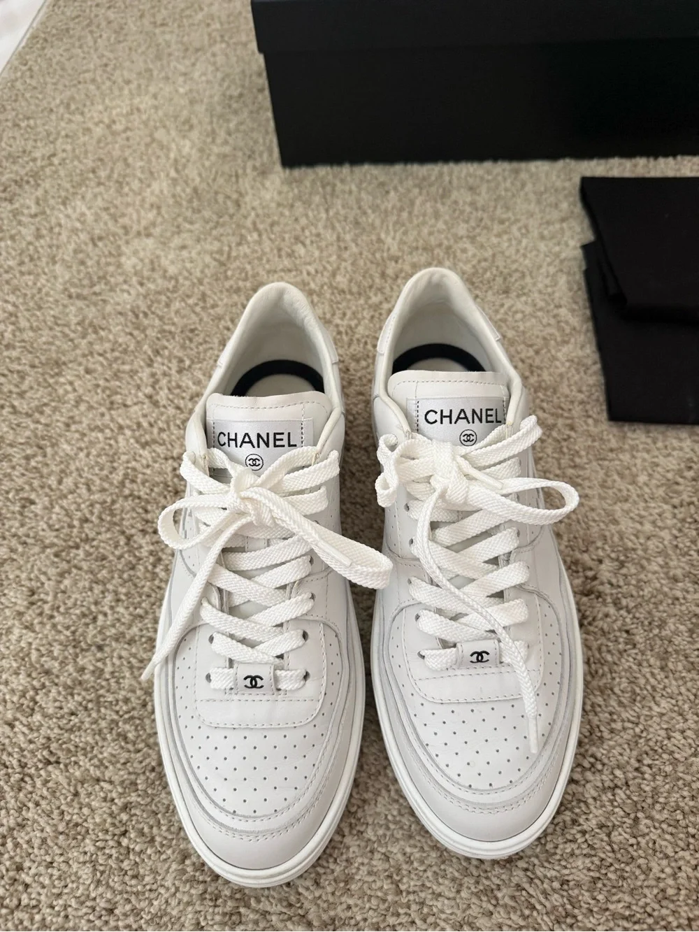 Chanel Leather CC Sport Runner Sneakers 23A Collection White Size 38.5